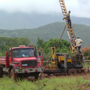 RC drilling at the Manica Gold exploration project in Mozambique